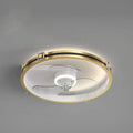 Quiet simple modern gold-toned circular ceiling fan with integrated led lighting and crystal-encrusted trim