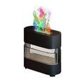Black rectangular rain cloud humidifier drip aroma diffuser with transparent water chambers and colorful vapor rising from top