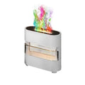Modern white rain cloud humidifier drip aroma diffuser with swirling colorful flame and transparent glass panels
