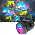 Black cylindrical led christmas projector lights with honeycomb lens emitting vibrant rainbow pattern led beams
