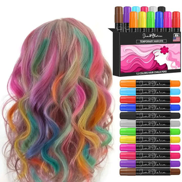 A vibrant rainbow temporary hair wig for girls with wavy multicolored synthetic strands ideal for washable hair looks