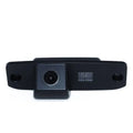 Black plastic rearview camera dedicated with square lens led light strip and mounting bracket shown from the back side