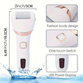 Rechargeable electric foot file in white and rose gold with led power display for effective foot pedicure kit use