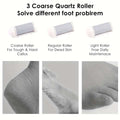 Three coarse quartz foot rollers with white handles for rechargeable electric foot pedicure kit dead skin removal