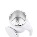 White ceramic rechargeable model automatic stirring cup with sleek design and stainless steel interior for convenience