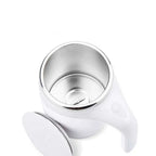 White ceramic rechargeable model automatic stirring cup with sleek design and stainless steel interior for convenience