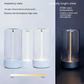 Modern cylindrical rechargeable portable night light led camping light with clear glass shade and black frosted base