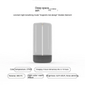 A sleek rechargeable portable night led camping light with a transparent upper body and black abs pc base