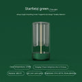 Starfield green led camping light with transparent glass housing warm yellow filament and black base rechargeable portable night