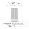 Elegant white rechargeable portable night light led camping light with black base and flexible filament made of abs pc material