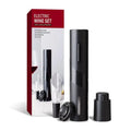 Black rechargeable usb electronic bottle opener with sleek cylindrical design and subtle diagonal texture pattern