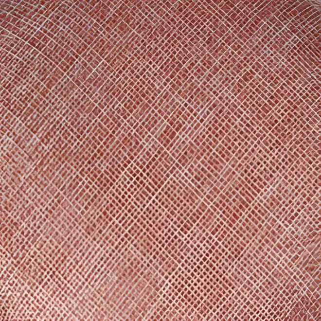 Textured dusty rose fabric with subtle diagonal weave on the back side of a red bow fascinator for ladies banquet ball