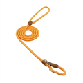 Orange braided rope nylon pup set leash with leather loops and metal clasp for durable pet handling