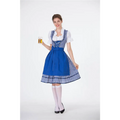 Blue and white checkered dirndl dress with lace bodice and apron perfect for german beer festival clothing