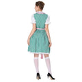 Green and white gingham checkered dirndl dress with pink lace collar and scalloped hem for german beer festival clothing