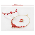 Red crystal bridal floral headband with gold-tone metal accents ideal for crystal bridal jewelry clothing accessories wholesale