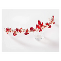 A delicate silver vine headpiece with vibrant red gemstones and leaf accents for red crystal bridal jewelry wholesale
