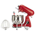 Red fully automatic home cook machine stand mixer with stainless steel 8l bowl and three attachments for versatile use