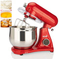 Red hh20 fully automatic home cook machine stand mixer with stainless steel bowl and wire whisk attachment