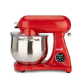 Vibrant red fully automatic home cook machine stand mixer with shiny stainless steel mixing bowl for kitchen use