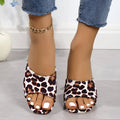 Red leopard square toe sandals with leopard print slide on design open toe and summer block heels