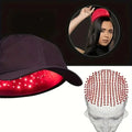 Black red light therapy baseball cap with red led lights on underside for hair growth light therapy cap