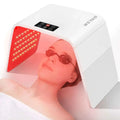 White weyais led therapy facial mask emitting red light for red light therapy skincare treatment