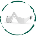White and silver sleek modern red light therapy glasses with minimalist design for dark circles and vibration massage