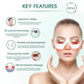 White benat red light therapy glasses with ergonomic design and 3d surround vibration massage for dark circles