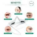 White translucent red light therapy glasses with black gel pads and sleek design for dark circles and vibration massage