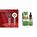Red metallic multi function comb scalp massager with starry sky gray handle and red illuminated circular head