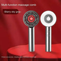 Red metallic multi function comb scalp massager with starry sky gray finish and red illuminated center for scalp care
