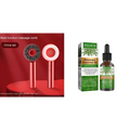Red metallic multi function comb scalp massager with circular head and glowing red center for effective scalp care