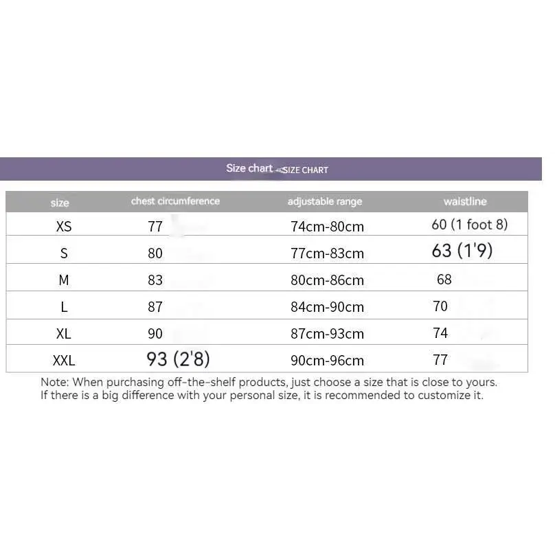 Size chart for red rose embroidery temperament bride bra wedding dress showing measurements in cm and inches from xs to xxl
