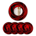 Red rose heat resistant placemats set of 4 with glittery texture scalloped edges washable polyester material
