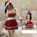 Red velvet christmas dress stage anchor costume with white lace trim black and red bow and matching belt buckle