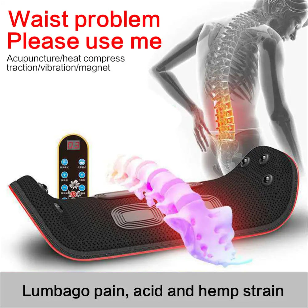 Electric lumbar traction back massager with vibration and heat – view 1