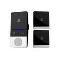 Black and white remote control doorbell system with waterproof button A600 and control doorbell host with speaker grille