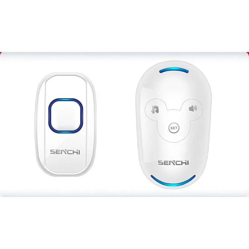 White plastic remote control doorbell host a600 with blue illuminated mickey mouse-shaped buttons and control panel