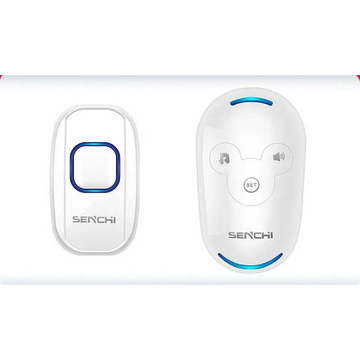 White plastic remote control doorbell host a600 with blue illuminated mickey mouse-shaped buttons and control panel