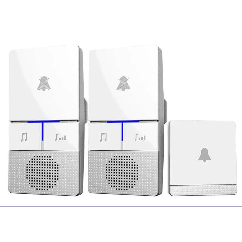 White remote control doorbell host with waterproof button a600 featuring sleek modern design and two wall-mounted units
