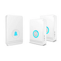 White remote control doorbell units with blue glowing bell icons for waterproof button a600 control doorbell host