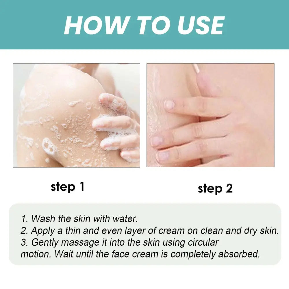 A creamy white repairing shower oil body cleansing moisturizer being applied in a two-step skincare routine