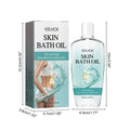 Clear glass bottle of eelhoe repairing shower oil with white cap and light blue body cleansing moisturizer liquid