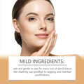 A woman with smooth radiant skin gently touches her face using hoygi retinol face anti-aging moisturizer
