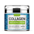 Envisha retinol cream collagen anti-aging cream in a clear glass jar with silver lid and blue patterned label