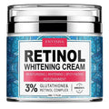 Envisha retinol cream in a sleek silver jar with a blue patterned label for collagen anti-aging cream benefits