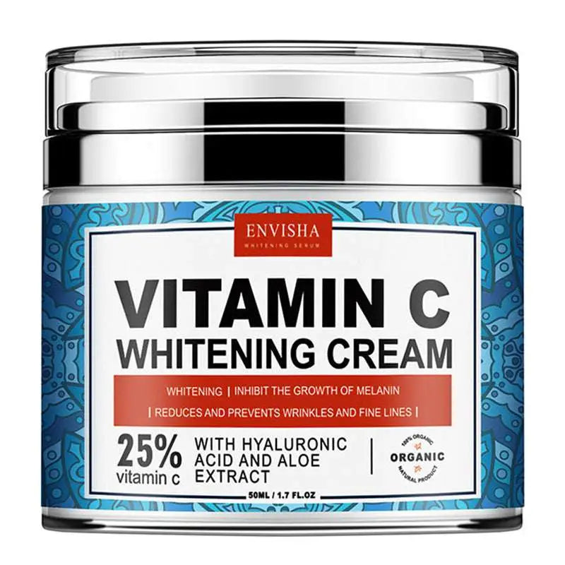 Envisha retinol cream collagen anti-aging cream in a clear glass jar with silver lid and blue patterned label