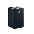 Black rectangular retro vinyl navy blue single spray humidifier with silver top and circular orange power button