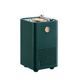 Dark green rectangular portable air purifier with circular power button and grille, complementing retro vinyl navy single spray humidifier